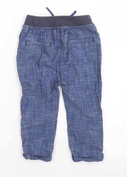 Preloved George Boys Blue  Cotton Jogger Jeans Size 12-18 Months  Drawstring - Back