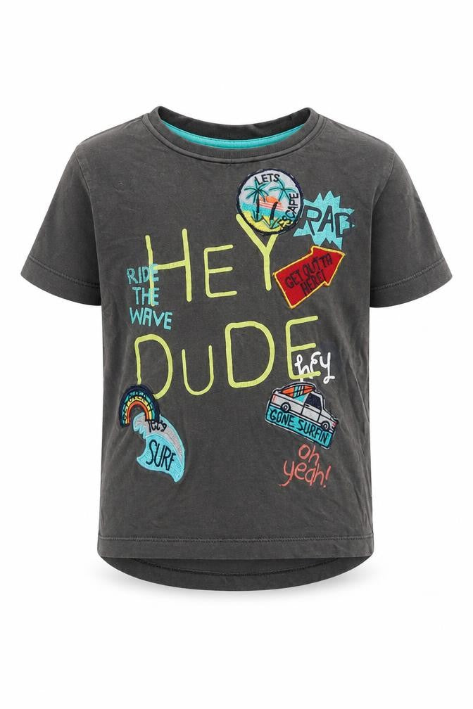 TU Boys Brown  Cotton Basic T-Shirt Size 18-24 Months Crew Neck