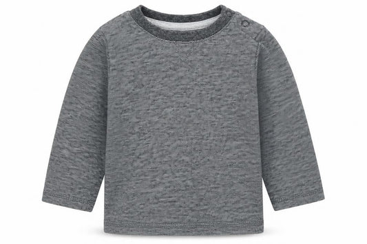 George Boys Black Striped Cotton Basic T-Shirt Size 6-9 Months Crew Neck Snap