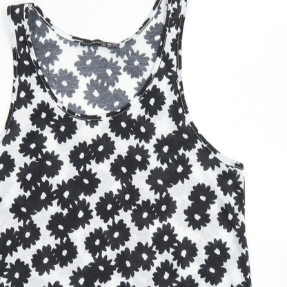 Preloved Atmosphere Womens White Floral Polyester Basic Tank Size 8 Round Neck - Detail