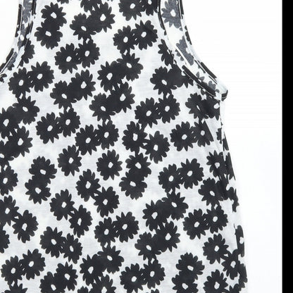 Preloved Atmosphere Womens White Floral Polyester Basic Tank Size 8 Round Neck - Label