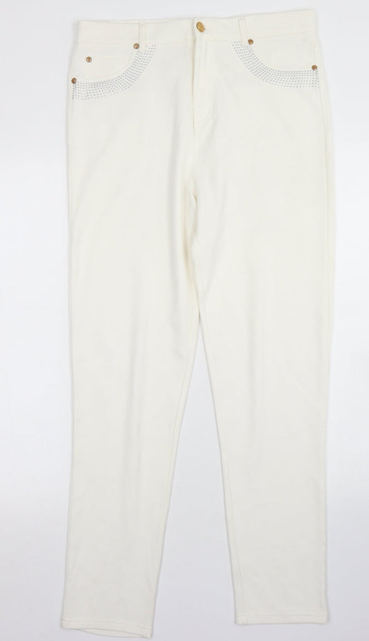 Al Paradise Womens White  Viscose Jegging Jeans Size M L27 in Regular Button