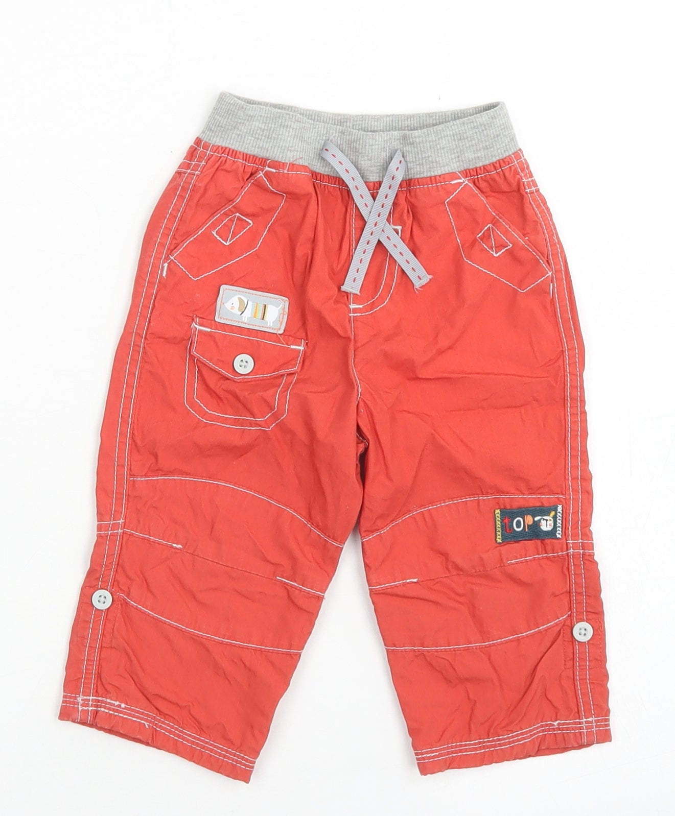 /tu Boys Orange  Cotton Cargo Trousers Size 6-9 Months  Drawstring