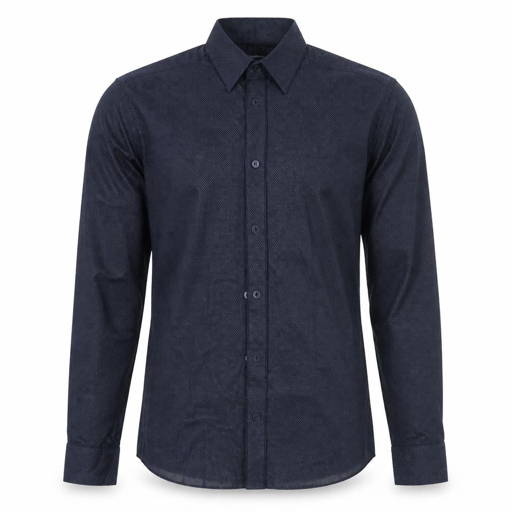 H&M Mens Blue Polka Dot Cotton  Button-Up Size S Collared Button