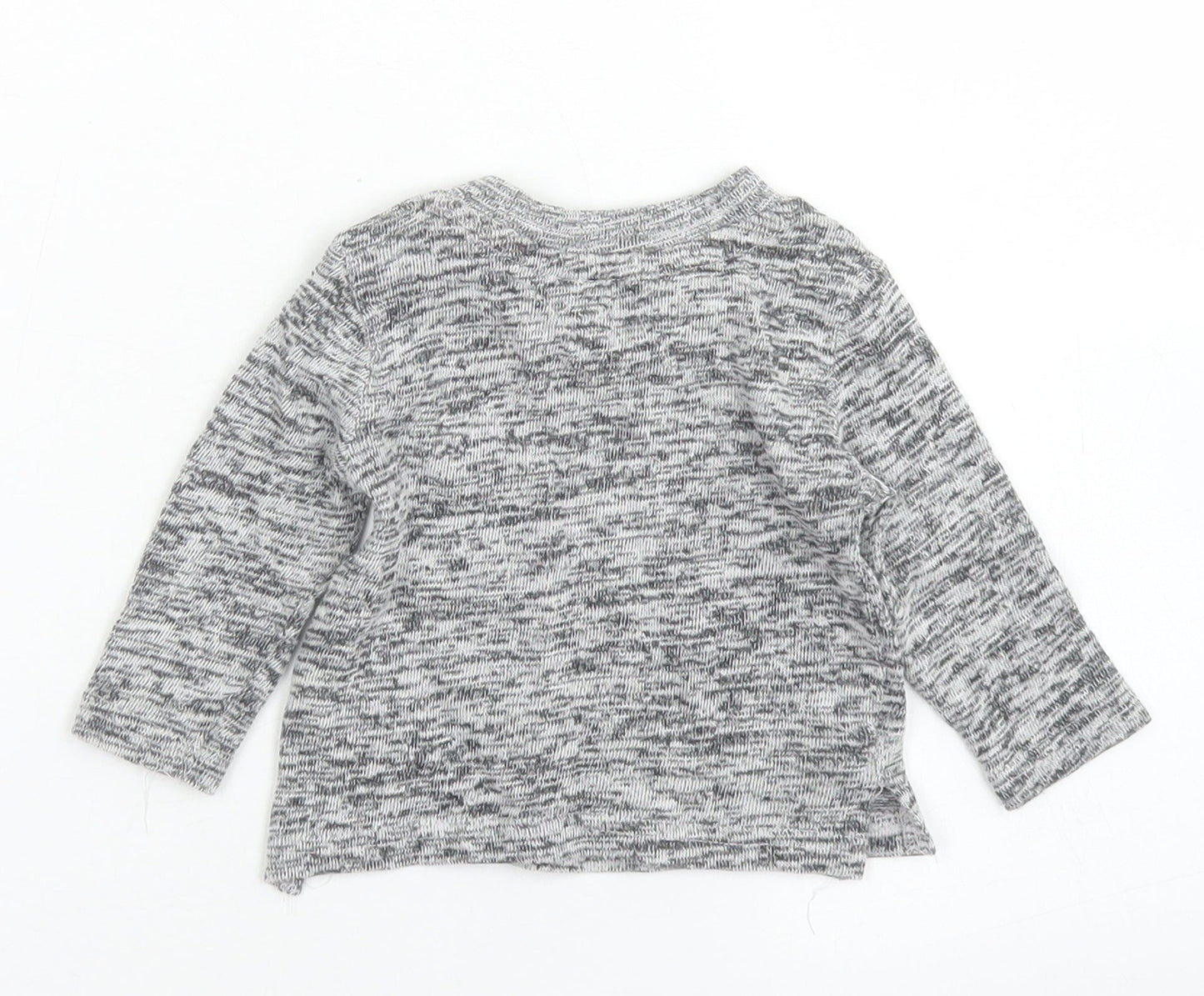 Primark Boys Grey  Cotton Basic T-Shirt Size 3-6 Months Crew Neck Snap
