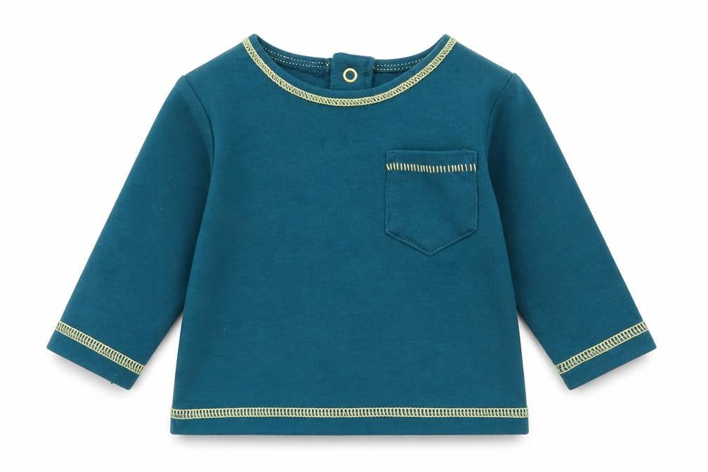 Next Boys Green  Cotton Basic T-Shirt Size 0-3 Months Crew Neck Snap