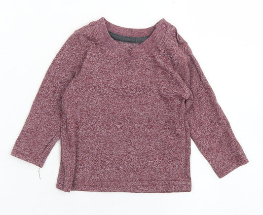 Primark Boys Red  Cotton Basic T-Shirt Size 3-6 Months Crew Neck Snap