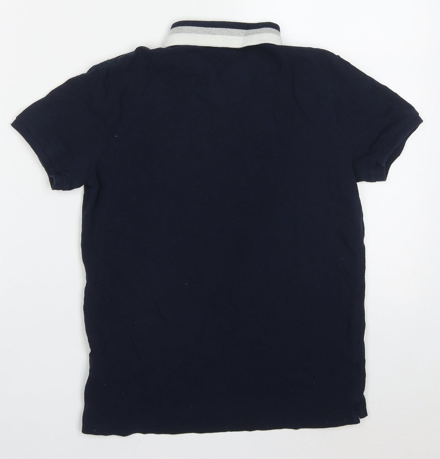 Marks and Spencer Boys Blue  Cotton Basic Polo Size 9-10 Years Collared Pullover
