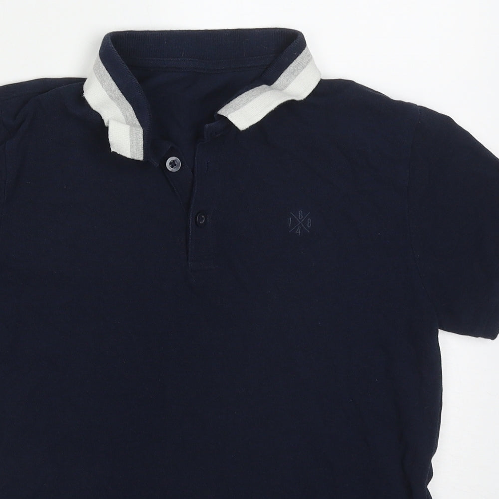 Marks and Spencer Boys Blue  Cotton Basic Polo Size 9-10 Years Collared Pullover