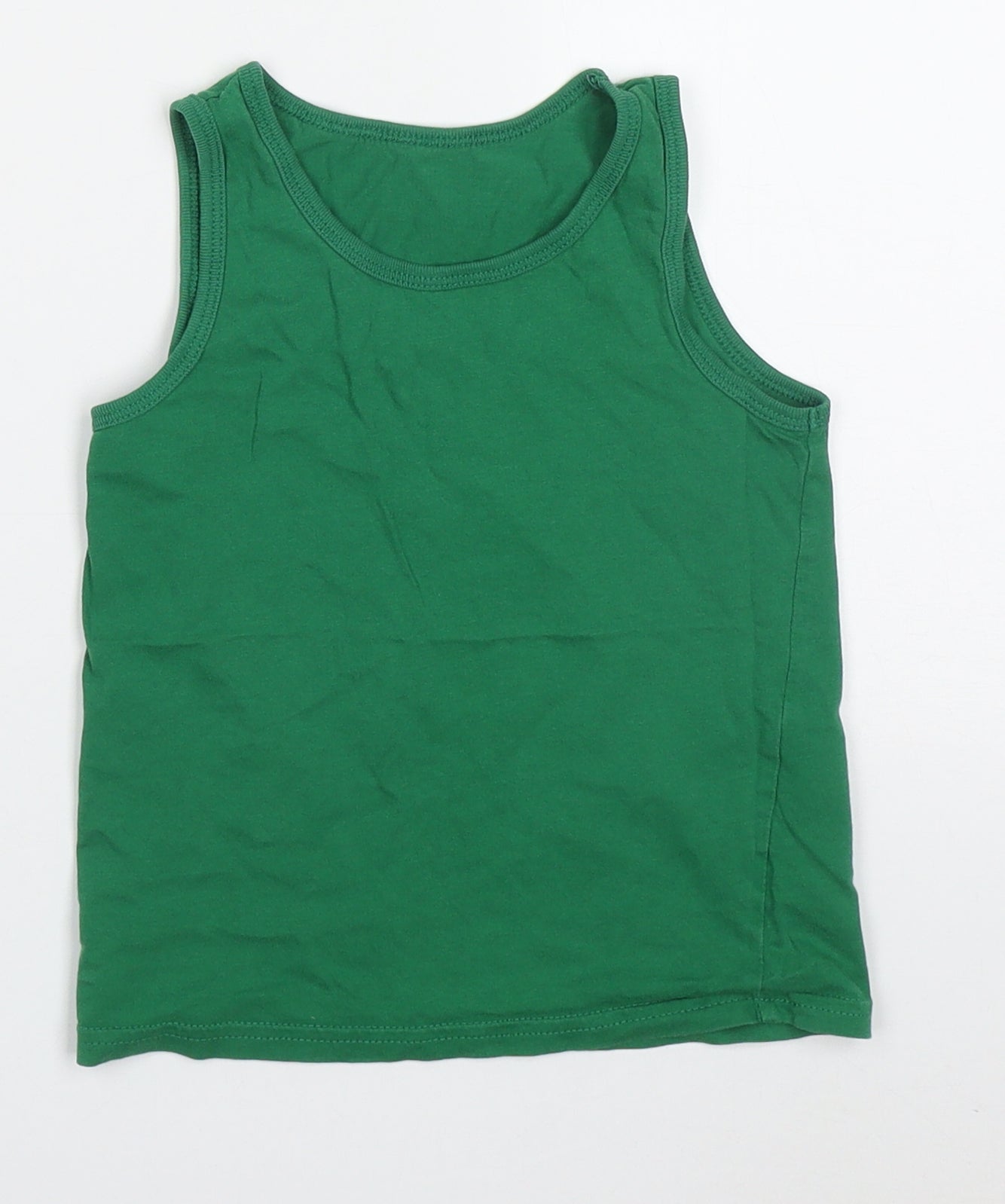 George Boys Green  Cotton Basic Tank Size 5-6 Years Round Neck Pullover