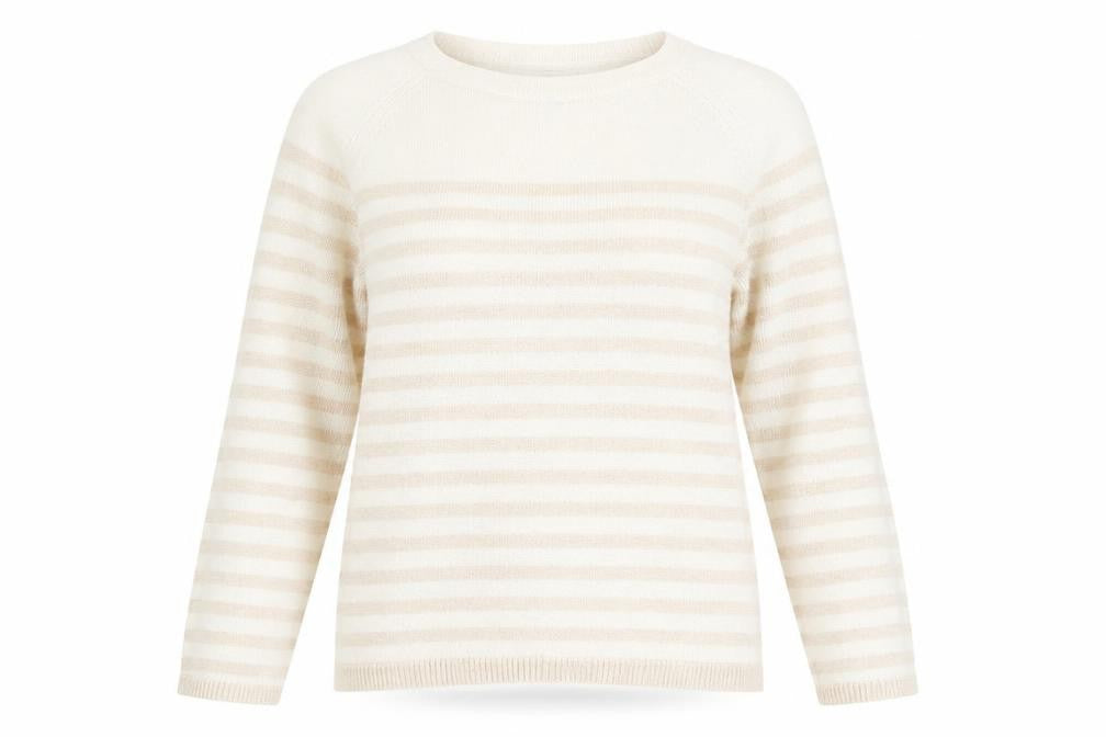 Gap Womens Beige Round Neck Striped Cotton Pullover Jumper Size M