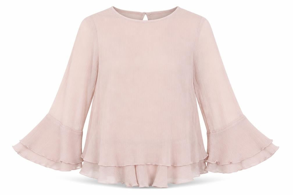 H&M Womens Pink  Polyester Basic Blouse Size 6 Round Neck
