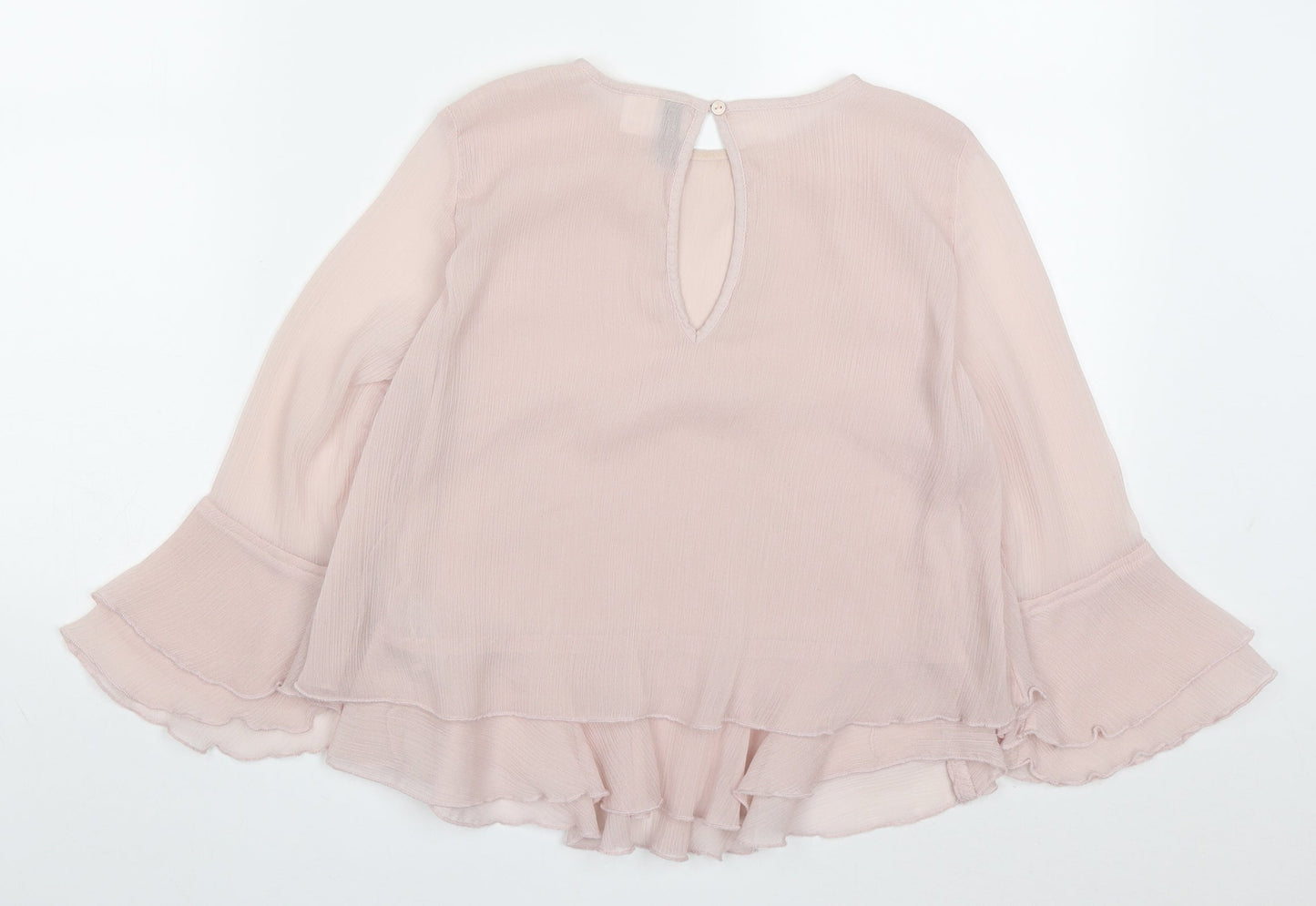 H&M Womens Pink  Polyester Basic Blouse Size 6 Round Neck