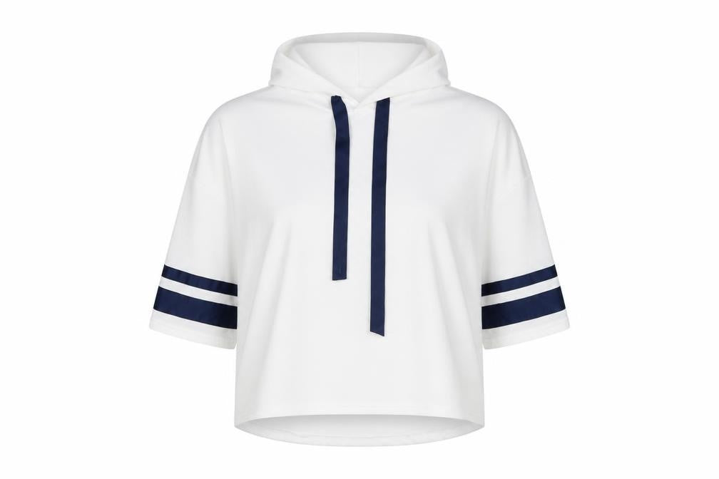 Preworn Womens White Striped Cotton Pullover Hoodie Size M  Pullover