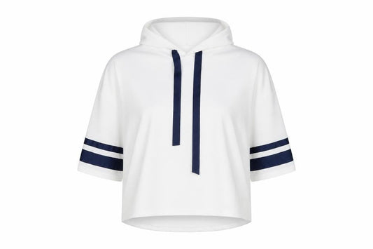Womens White Striped Cotton Pullover Hoodie Size M  Pullover