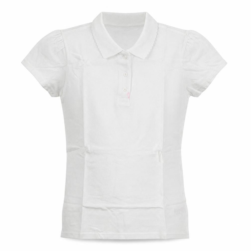 George Girls White  Cotton Basic Polo Size 12-13 Years Collared
