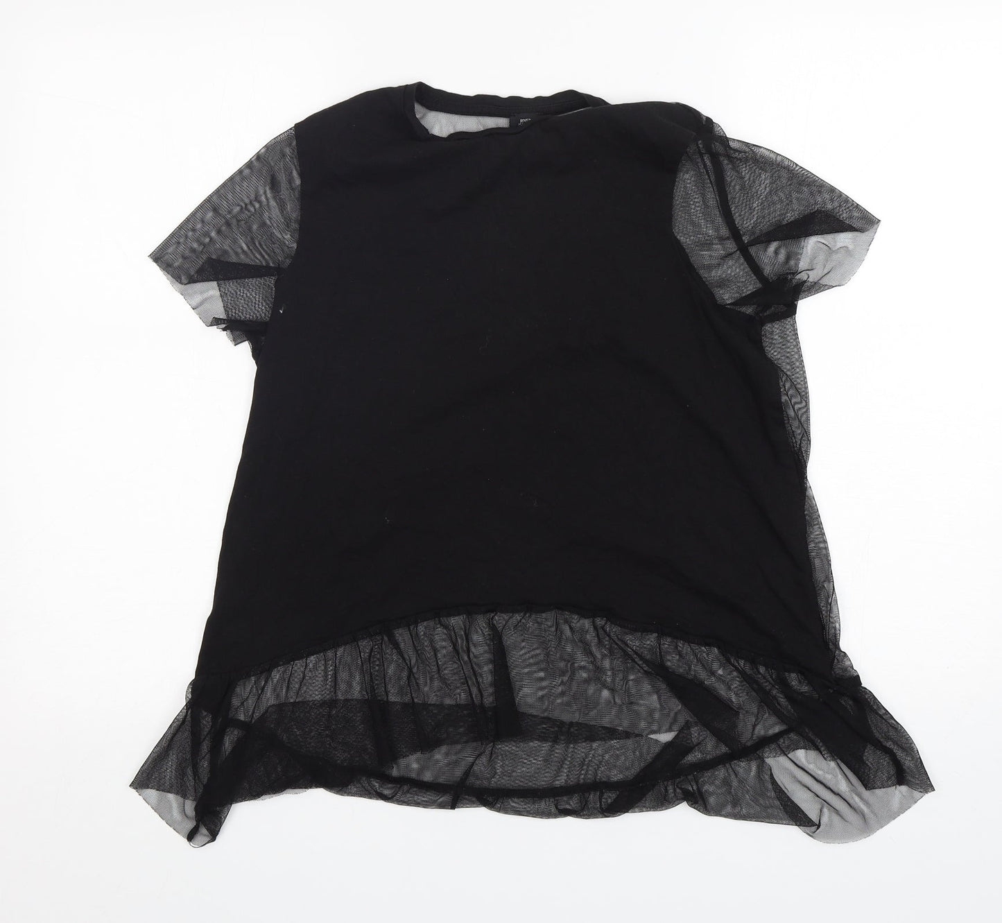 River Island  Womens Black  Polyester Basic T-Shirt Size 10 Round Neck
