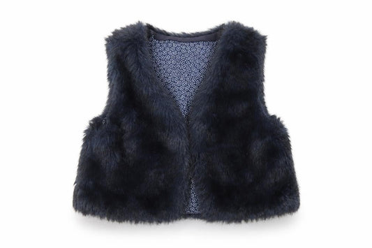Mexx Girls Blue   Gilet Waistcoat Size L  Hook & Eye - Fur Waistcoat