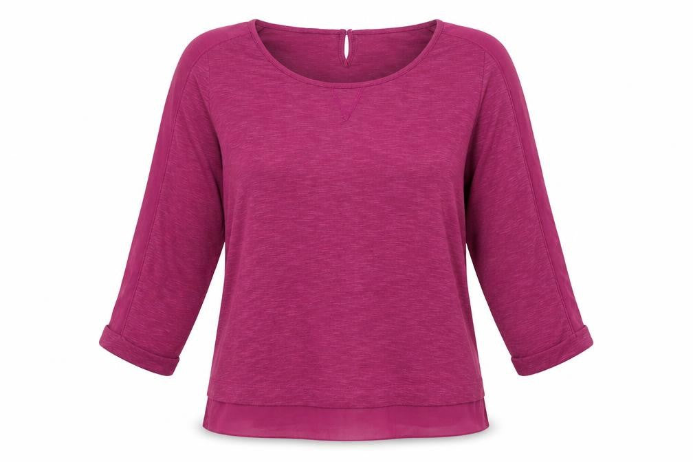 RJR.John Rocha Womens Purple  Polyester Basic T-Shirt Size 10 Scoop Neck