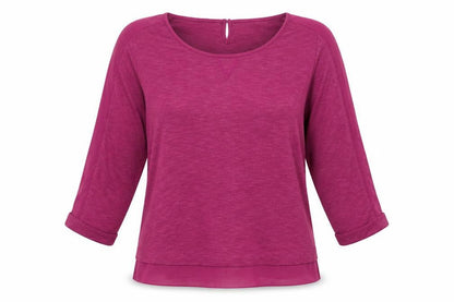 RJR.John Rocha Womens Purple  Polyester Basic T-Shirt Size 10 Scoop Neck