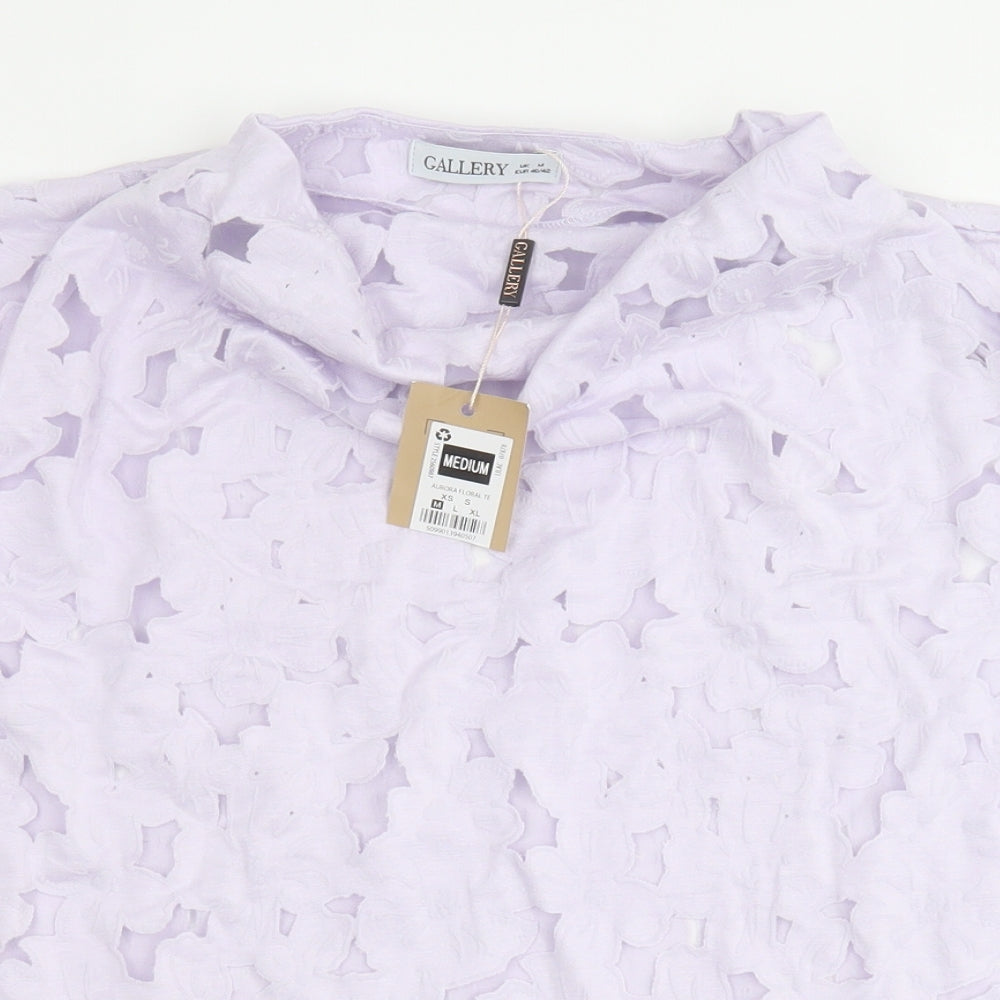 Gallery Womens Purple  Viscose Basic Blouse Size M Cowl Neck