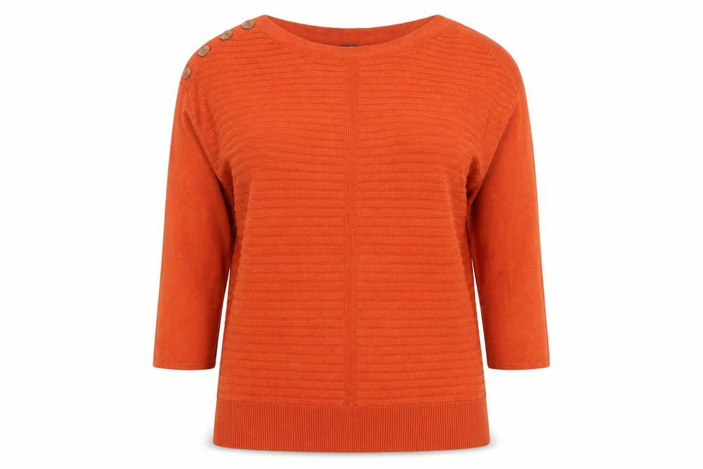 Bonmarché Womens Orange Boat Neck Viscose Pullover Jumper Size 12