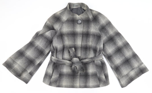 Et vous Womens Grey Check  Overcoat Coat Size 12   - Belted