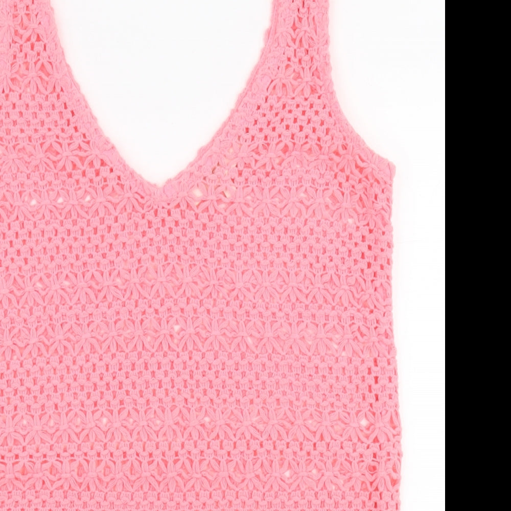 NEXT Womens Pink  Polyester Basic Tank Size 6 V-Neck