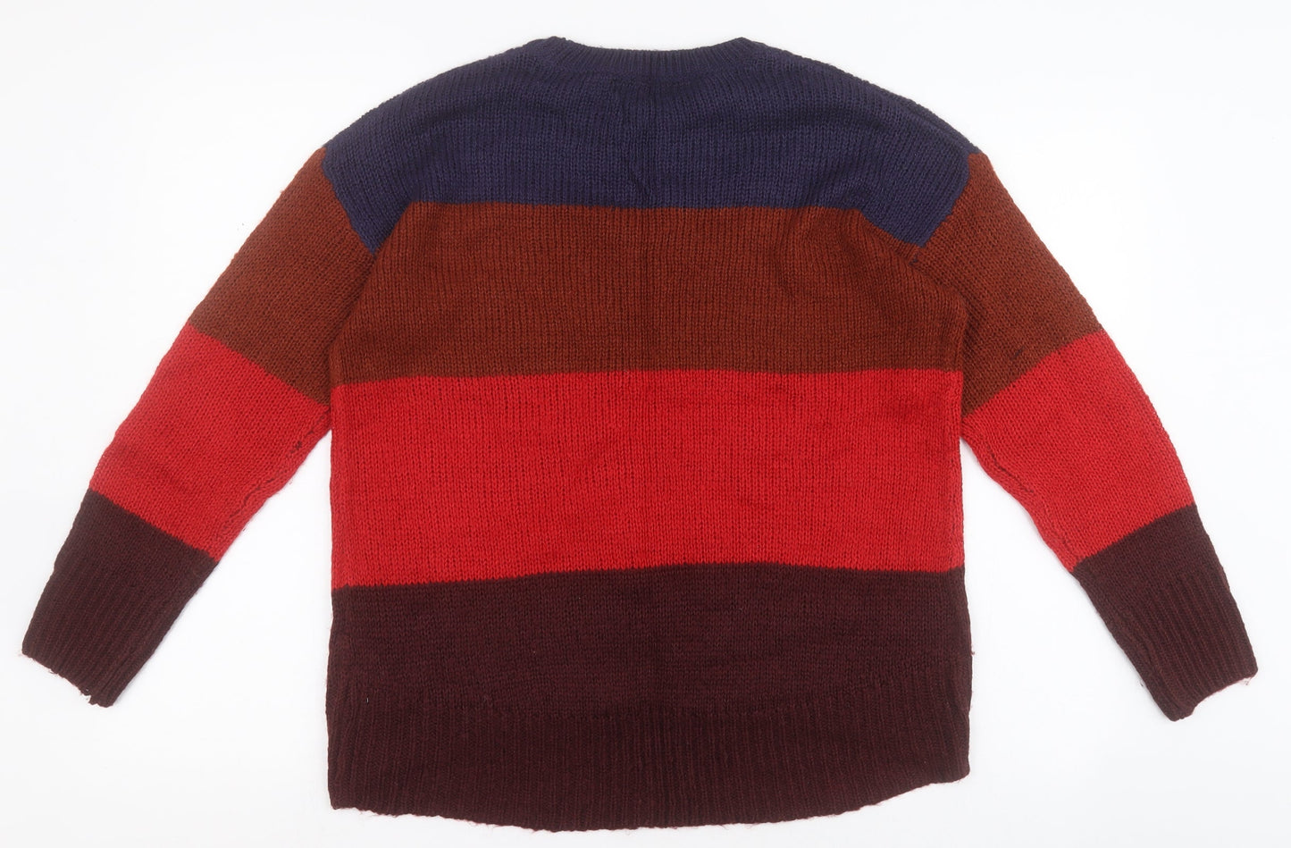 New Look Womens Multicoloured Round Neck Striped Acrylic Pullover Jumper Size S   - Colour Block