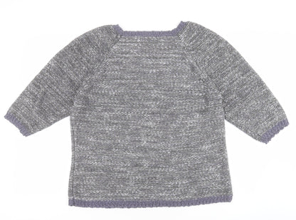 David Emanuel Womens Grey Round Neck  Acrylic Pullover Jumper Size L