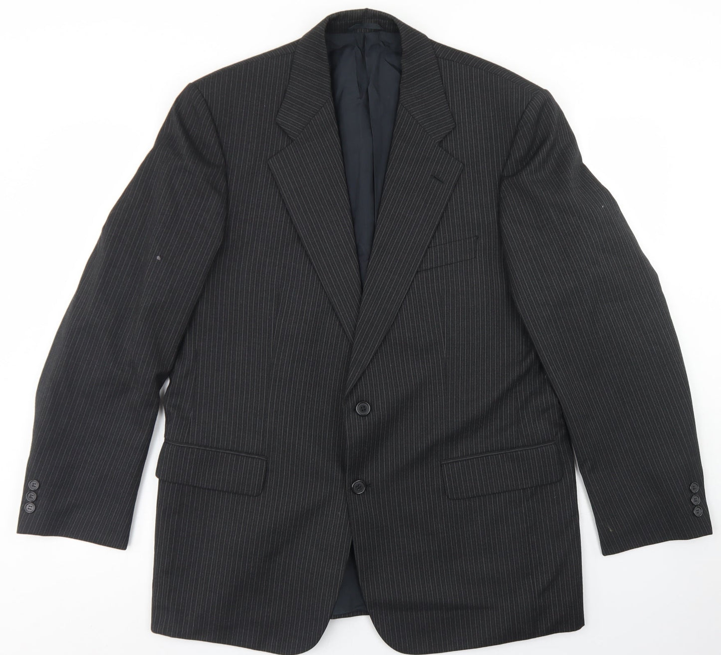 Wellington Mens Black Striped Wool Jacket Blazer Size 42