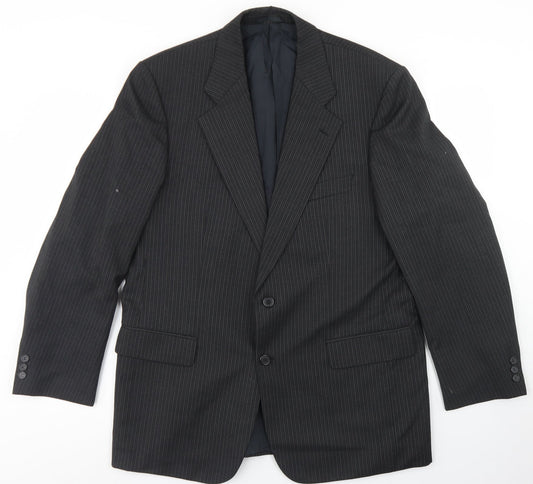 Wellington Mens Black Striped Wool Jacket Blazer Size 42