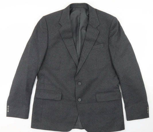 Wellington Mens Grey Striped Wool Jacket Blazer Size 38