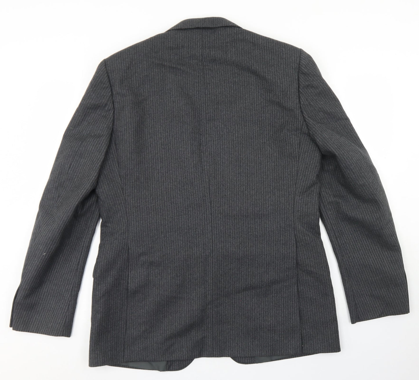 Wellington Mens Grey Striped Wool Jacket Blazer Size 38