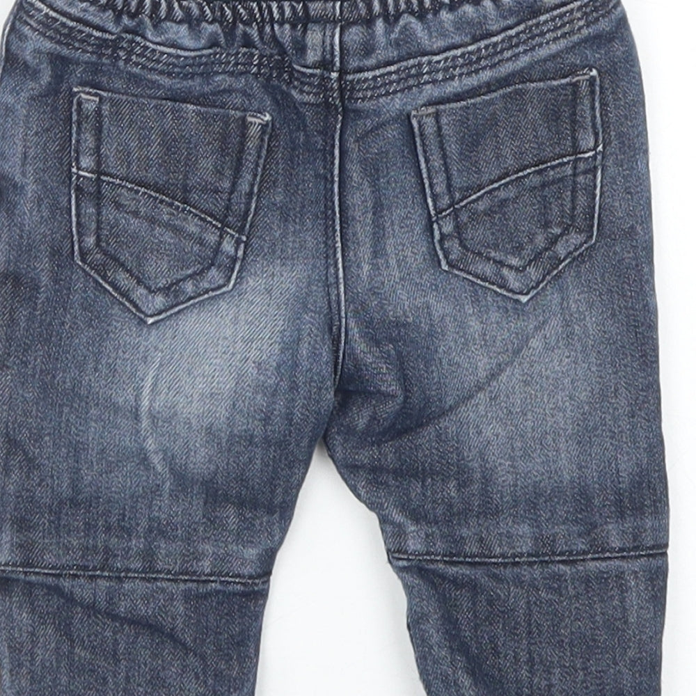 Denim Co Boys Blue  Cotton Cargo Jeans Size 3-6 Months  Drawstring