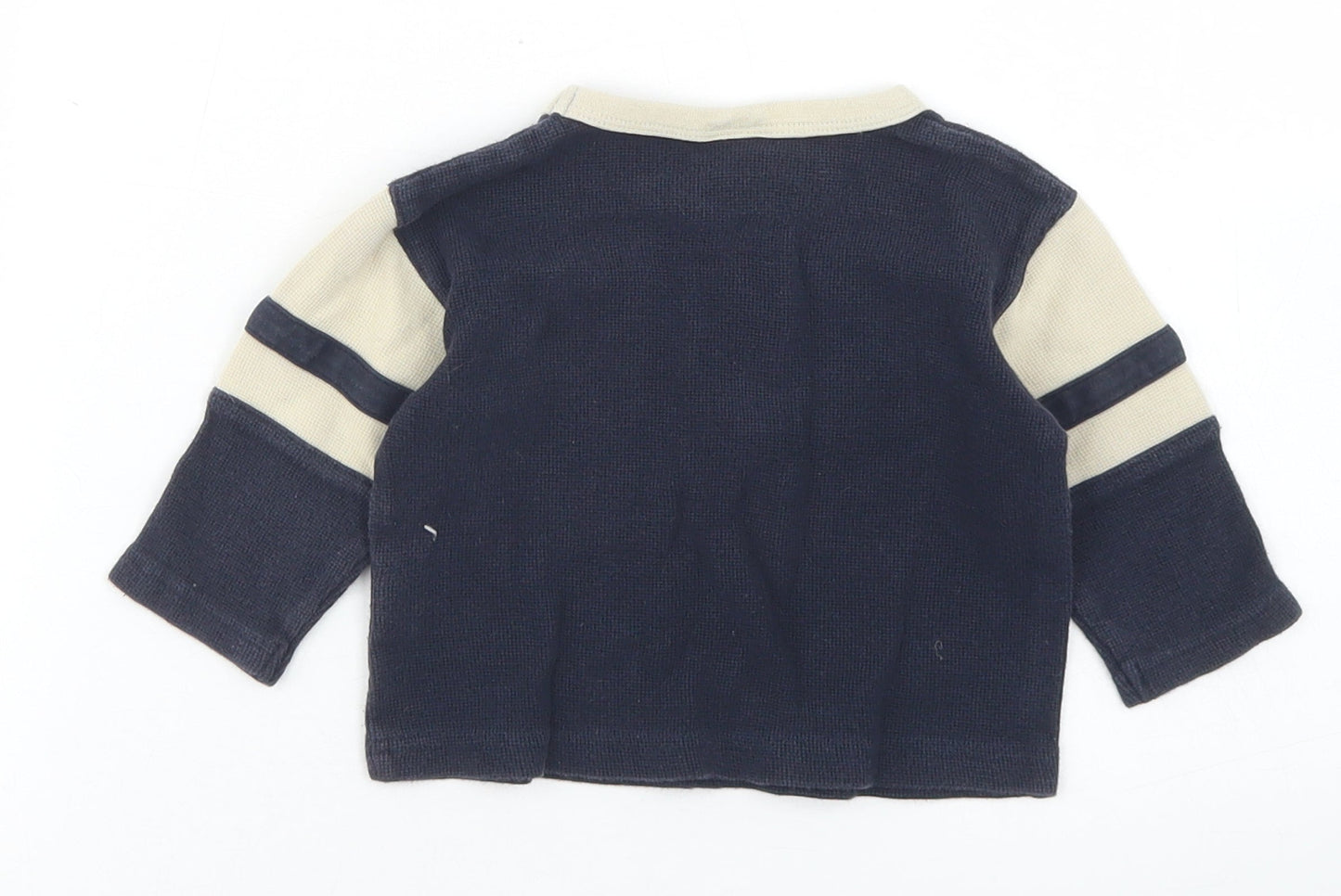 NEXT Boys Blue  Cotton Ringer T-Shirt Size 6-9 Months Crew Neck