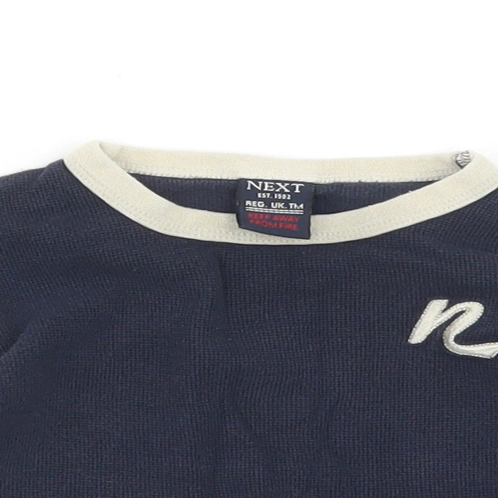 NEXT Boys Blue  Cotton Ringer T-Shirt Size 6-9 Months Crew Neck