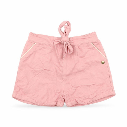 Marks & Spencer Girls Pink  Viscose Cropped Trousers Size 9-12 Months  Tie