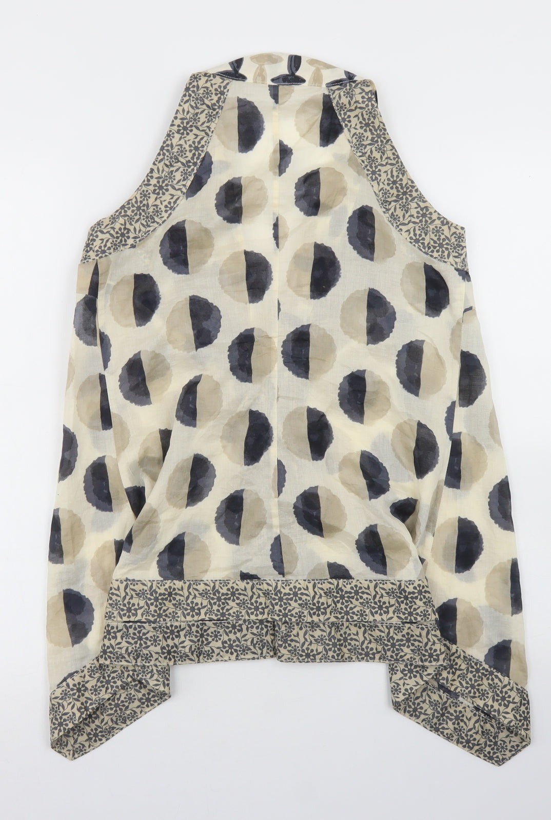Sandwich_ Womens Beige Polka Dot Cotton Basic Blouse Size 6 V-Neck