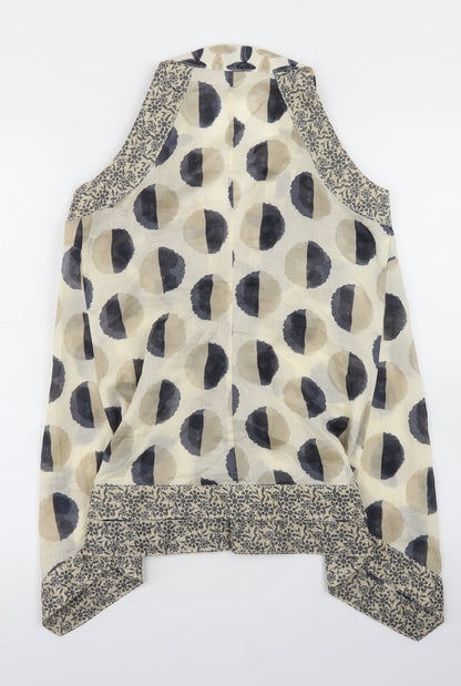 Preloved Sandwich_ Womens Beige Polka Dot Cotton Basic Blouse Size 6 V-Neck - Back