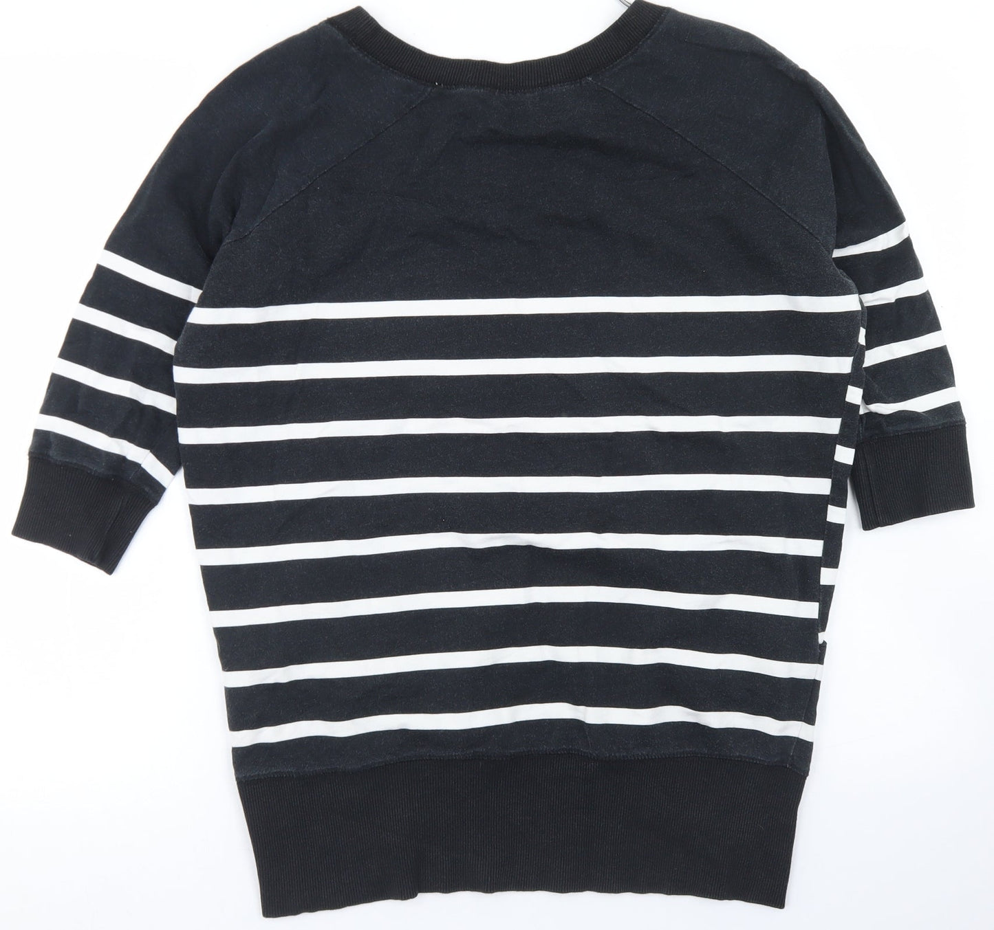 Select Womens Black Striped Cotton Pullover Sweatshirt Size 10