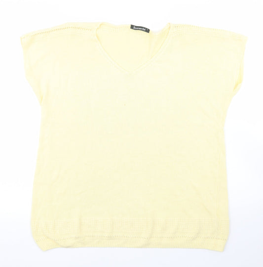Bonmarche Womens Yellow V-Neck  Viscose Pullover Jumper Size L