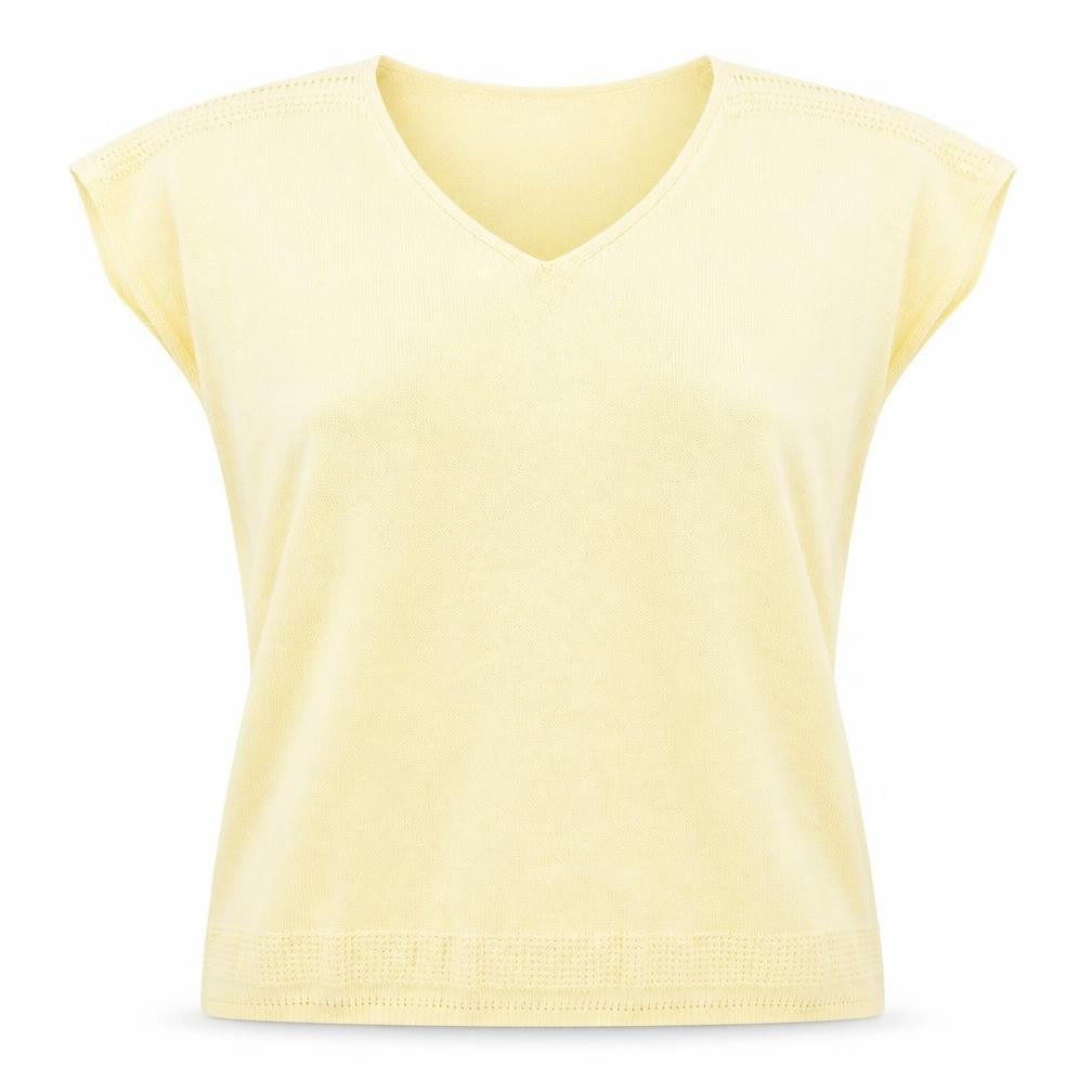 Bonmarché Womens Yellow V-Neck Viscose Pullover Jumper Size L