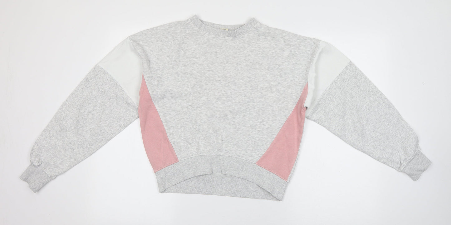 H&M Womens Grey Round Neck  Cotton Pullover Jumper Size 12