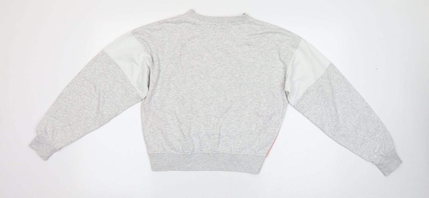 H&M Womens Grey Round Neck  Cotton Pullover Jumper Size 12