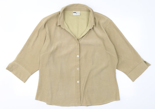 Sara Woman Womens Beige  Polyester Basic Button-Up Size 20 V-Neck