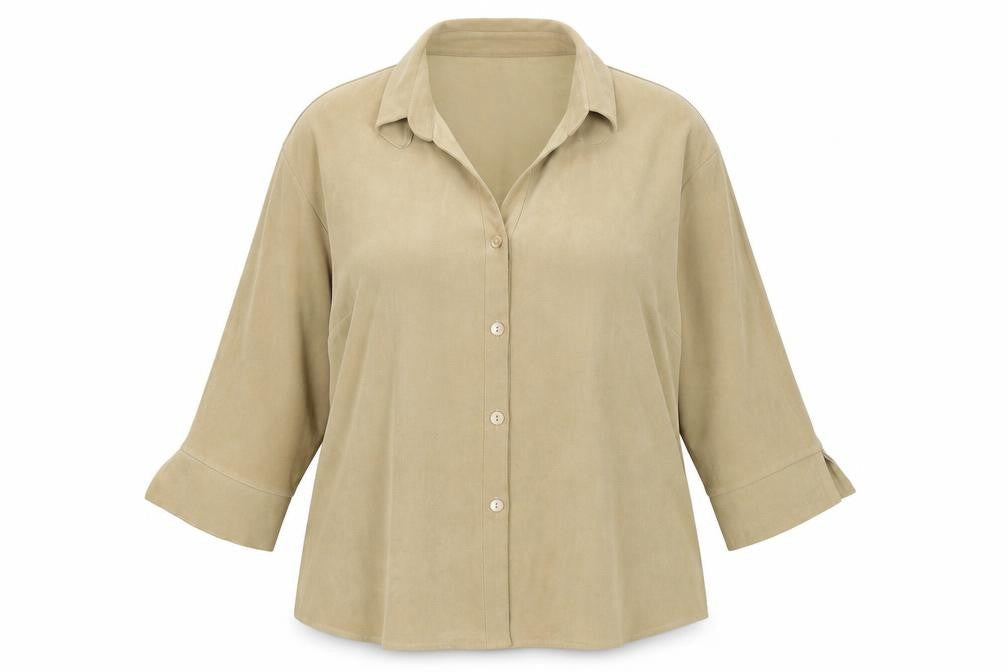 Sara Woman Womens Beige  Polyester Basic Button-Up Size 20 V-Neck