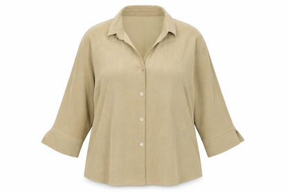 Sara Woman Womens Beige  Polyester Basic Button-Up Size 20 V-Neck