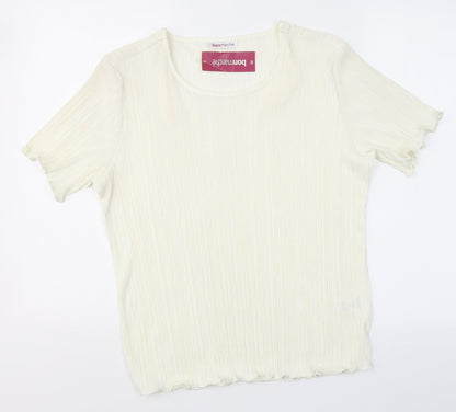Preloved Bonmarché Womens Ivory  Polyester Basic Blouse Size M Round Neck - Front
