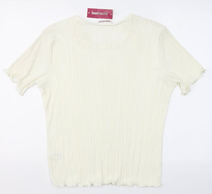 Preloved Bonmarché Womens Ivory  Polyester Basic Blouse Size M Round Neck - Back